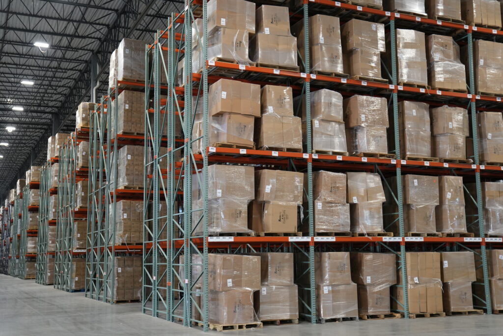 Warehouse racking full of palletized product